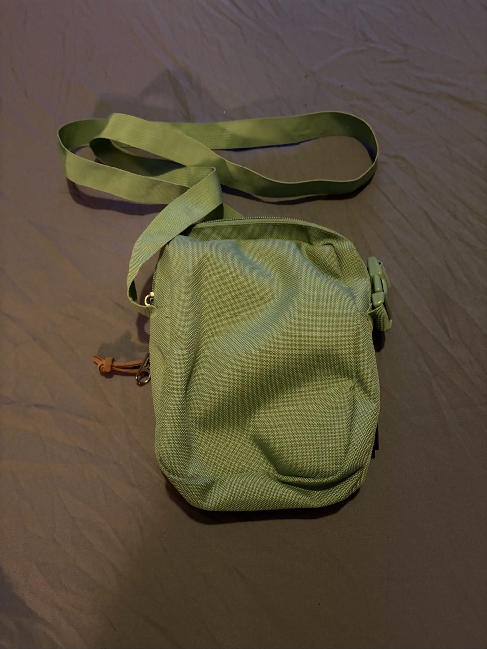 Jansport Light Green Messenger Crossbody Bag with Brown Suede Trim - Picture 7 of 9